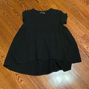 Co Black Cashmere & Wool Babydoll Sweater Blouse